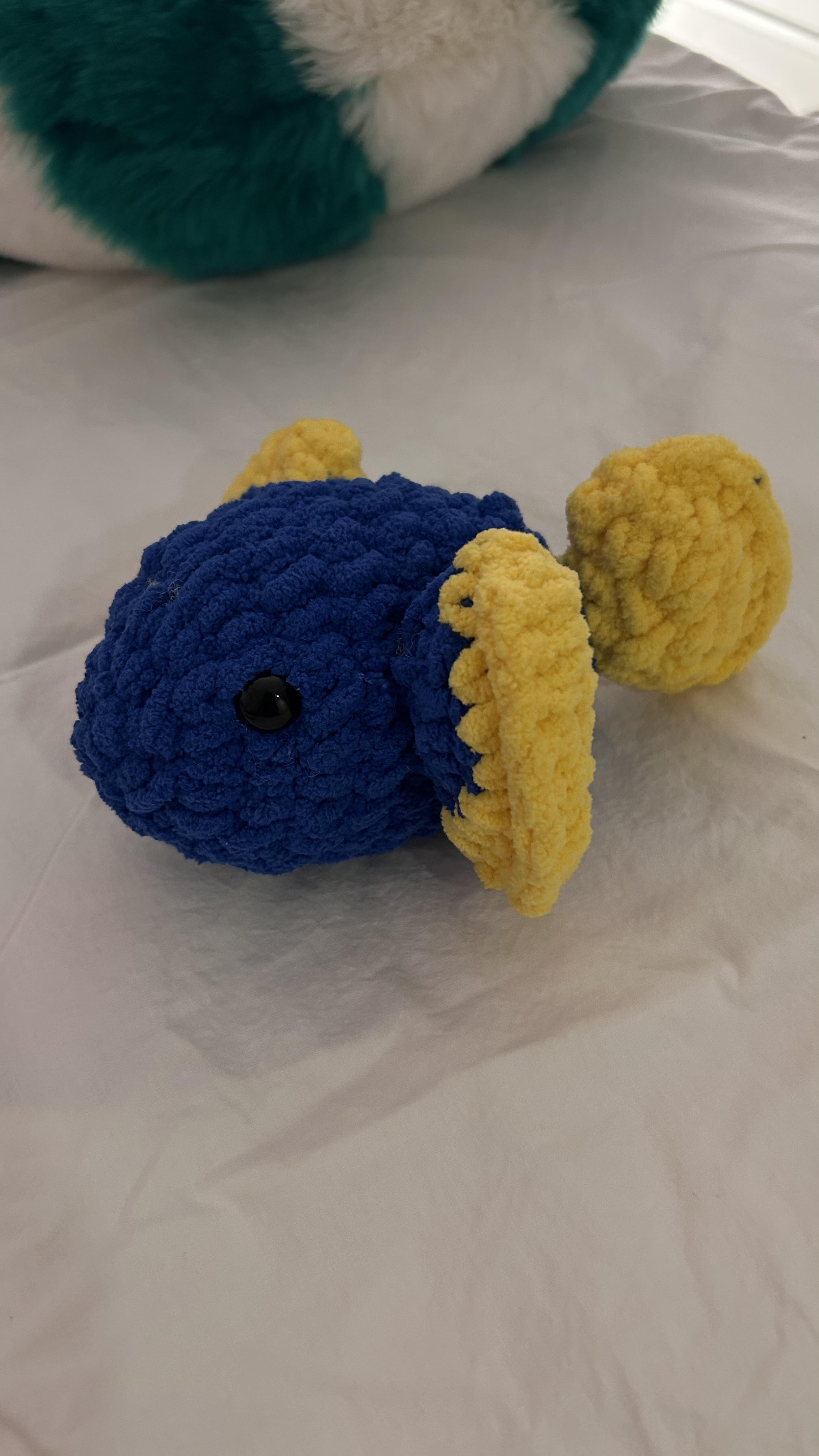 Crocheted blue fish
